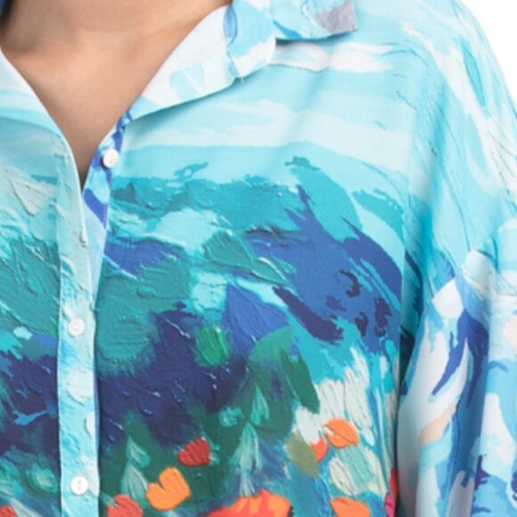 CELINA MOON Printed Button Down Top And Pants Set - Picture 3 of 5